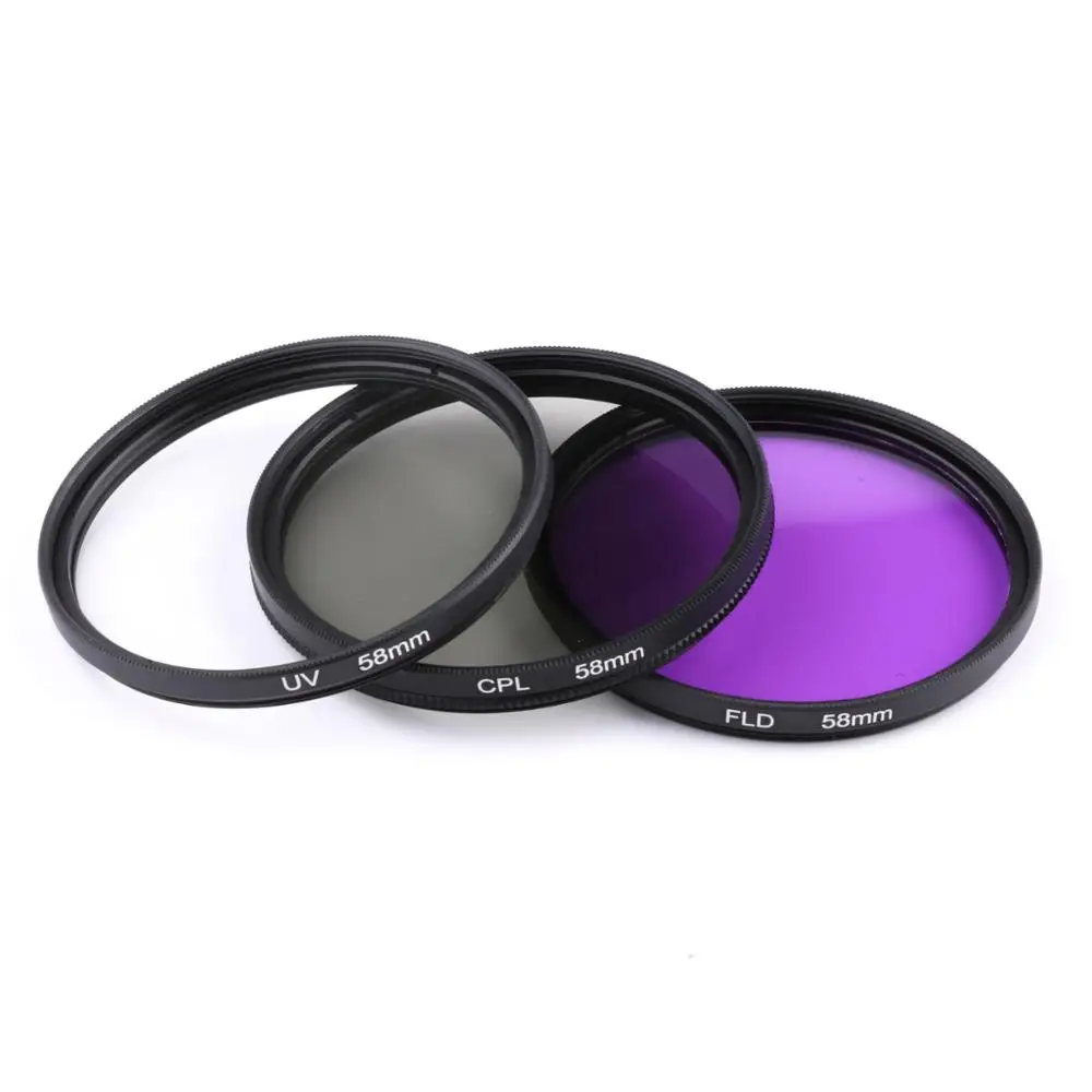 58mm camera Lens Filter Kit UV+CPL+FLD Filter With Filter Bag