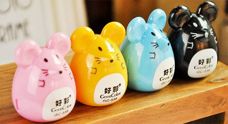 
new design cute mouse shape animal pencil sharpener for kids 