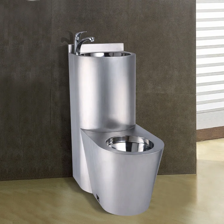 Modern Stainless Steel Jail Toilet Wc With Washbasin Sink