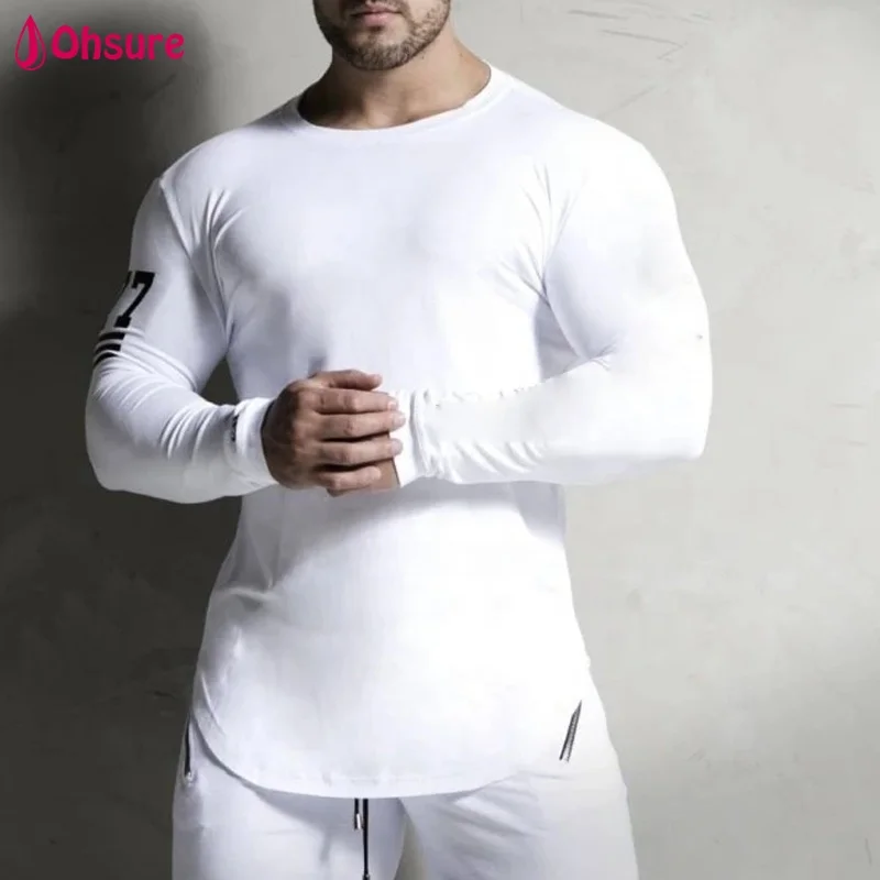
67.5% bamboo 27.5% cotton 5% spandex mens training bodybuilding t shirt anti UV custom long sleeve t shirt 