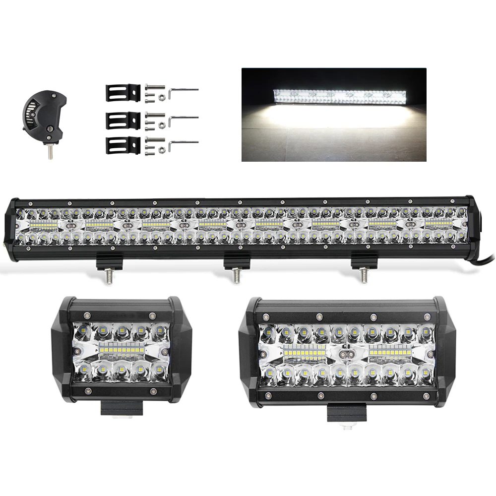 Auto Lighting System 120w 60w 30w 4 inch 7 inch 20 inch 23 inch 12V 4x4 Triple Row Led Light Bar