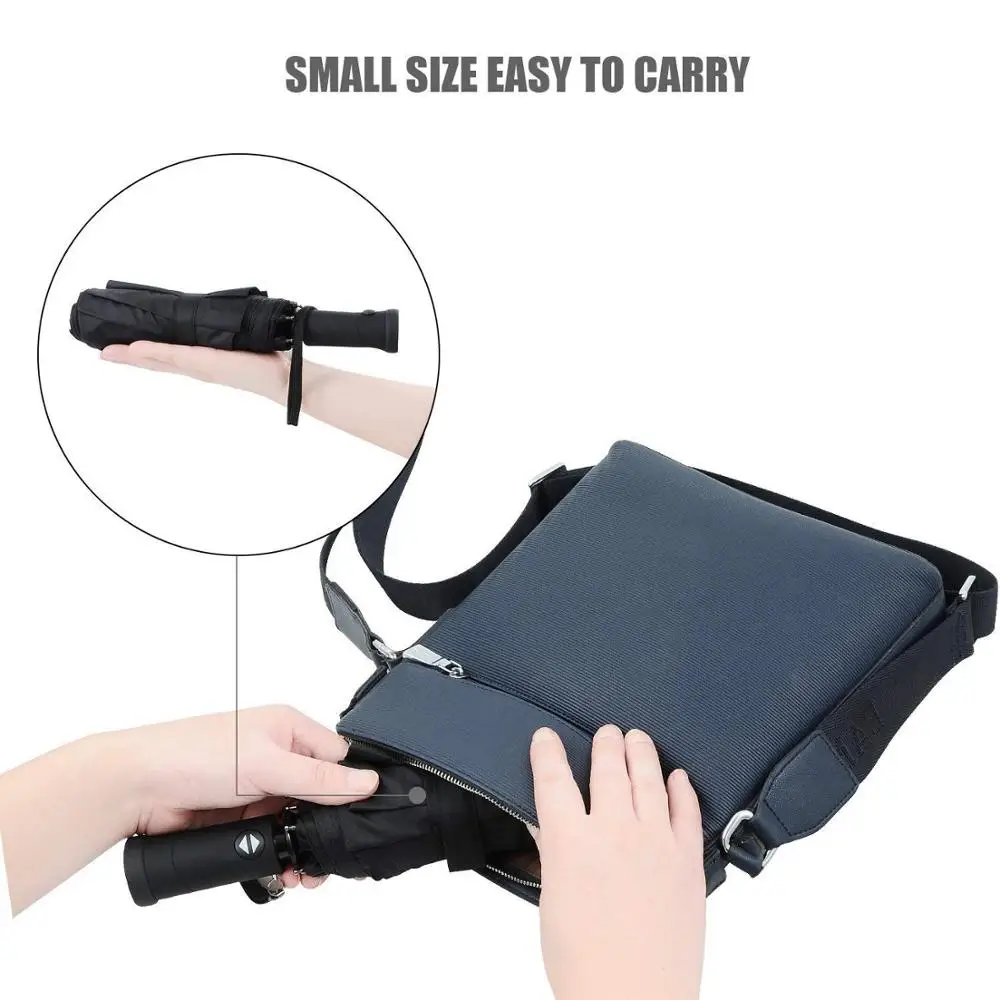 Lightweight Compact Travel Umbrella Automatic Open Close Folding Umbrella with 180 Rotating LED Flashlight Folding Umbrella