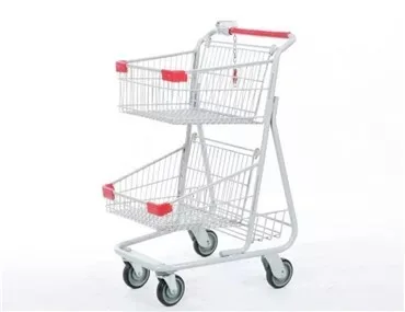 
Double Layer 2 Tiers Basket Shopping Trolley Cart for Supermarket with Handle Push 