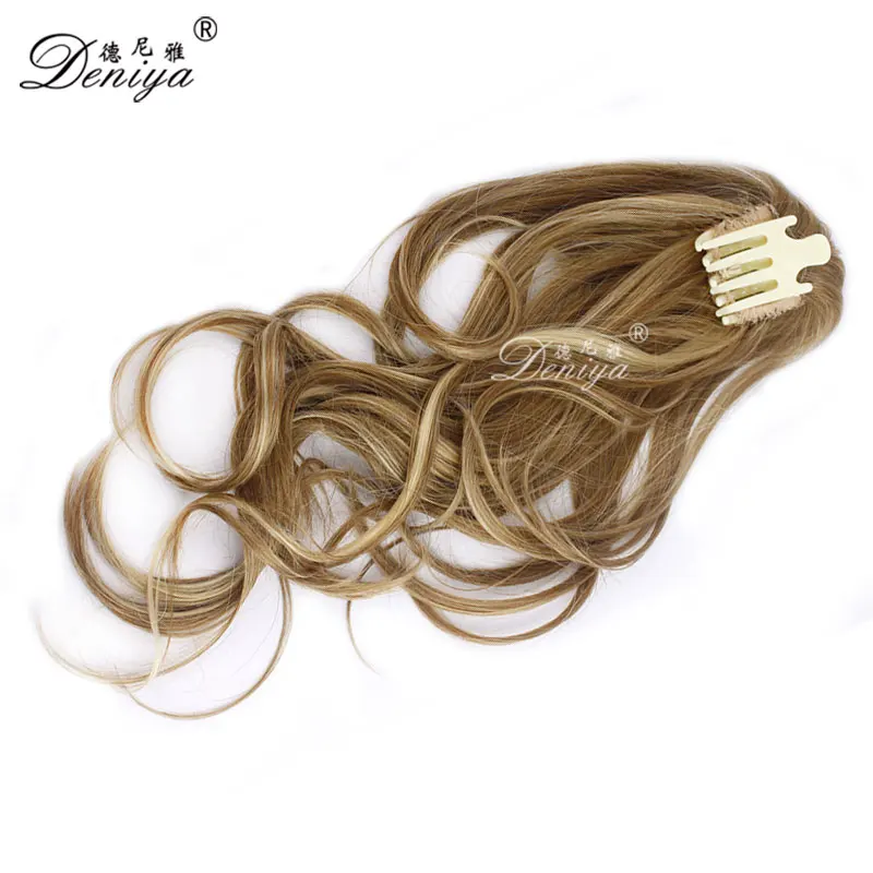 
High quality extremely light curly European style synthetic jaw claw ponytail apply hair extension 