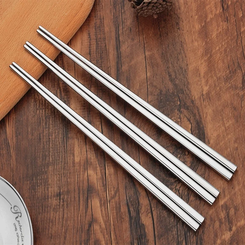 Luxury Korean Chopsticks Square Stainless Steel Chopsticks Household Hotel Restaurant Chopstick 10 pairs