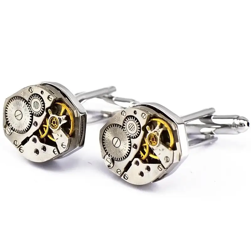 
high quality custom logo engraved blanks watch movement cufflink 