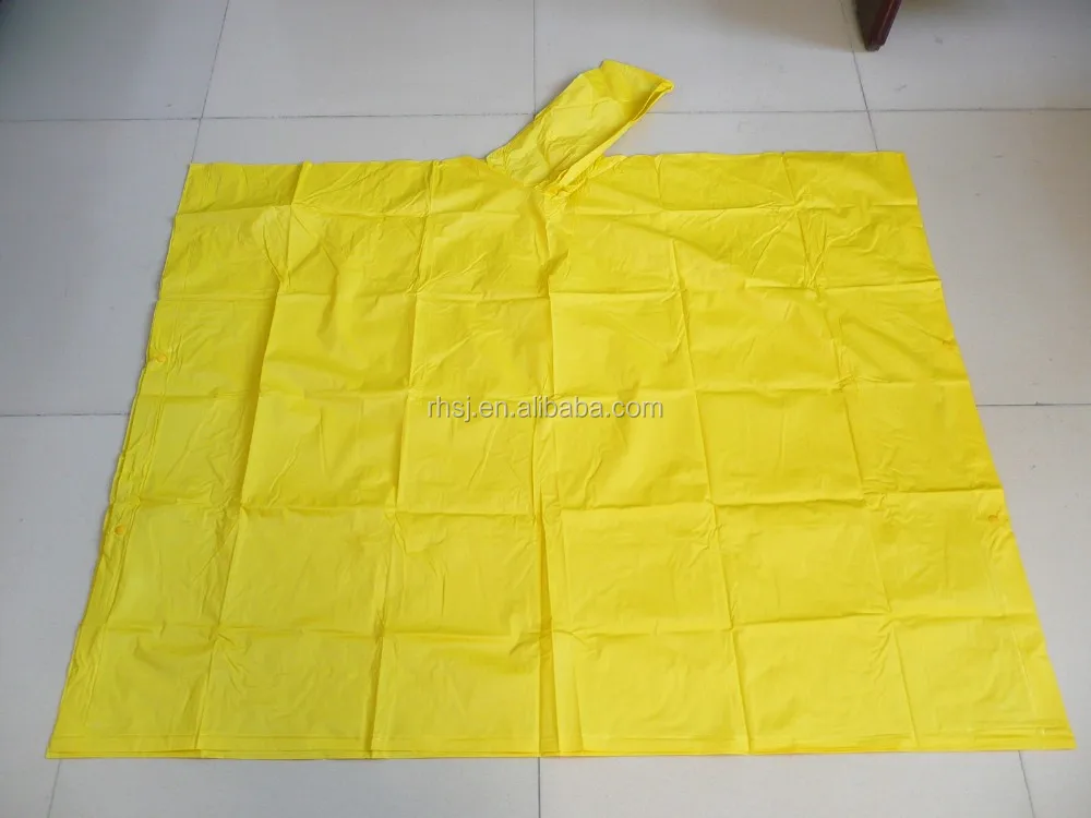 0.15mm thick PVC rainponcho for adult with hood and tie