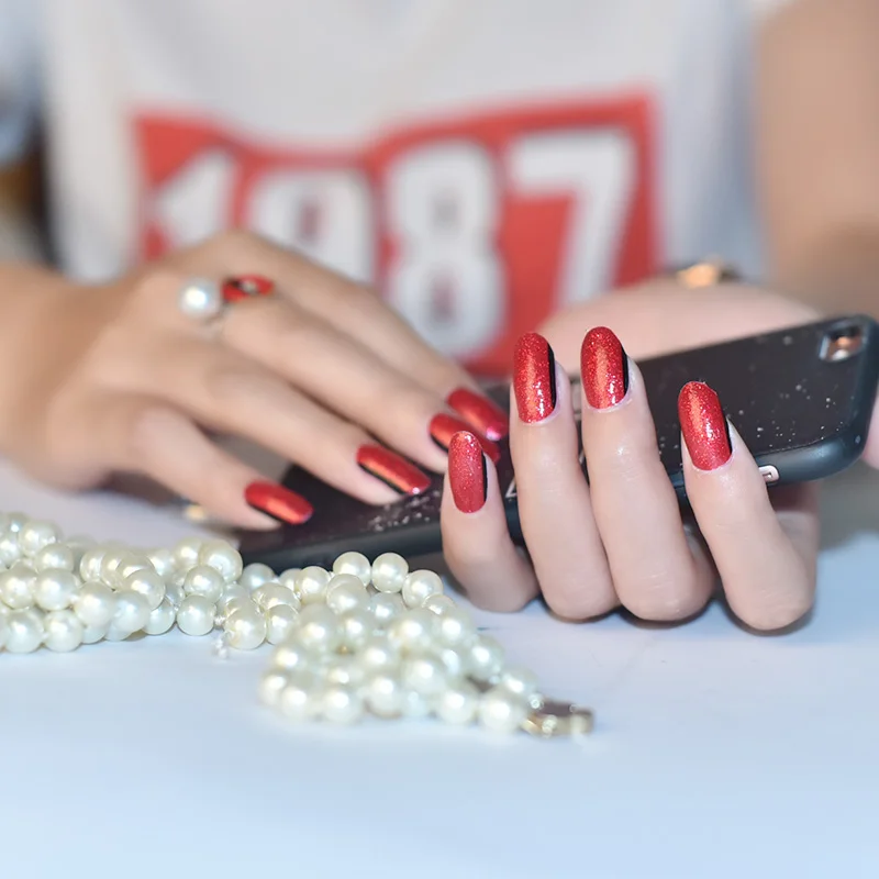 3d wholesale price glitter &metallic  nail wraps nail polish sticker gradient color design