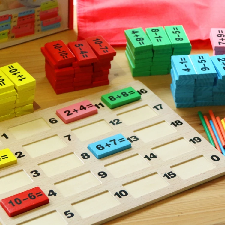 Montessori Type Children Christmas Gift Toy Math Learning Dominos Blocks
