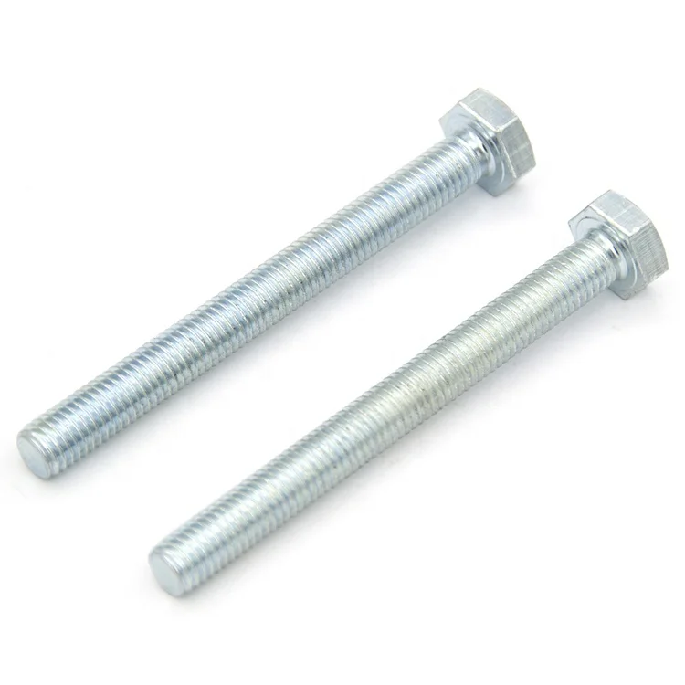 
m10*100 din 933 full thread white zinc plate hex head grade 4.8 bolt 