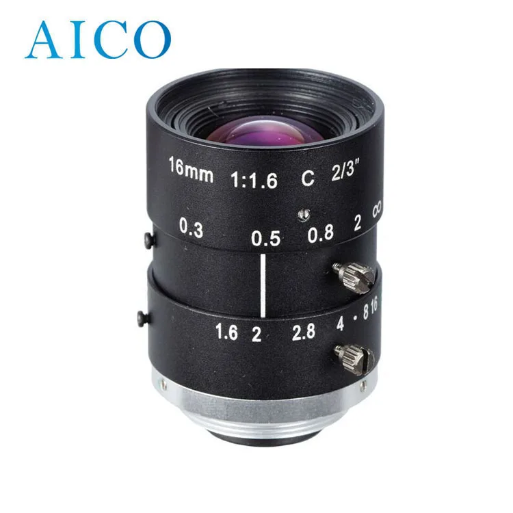 2/3 inches image format F1.6 manual iris 5mp 16mm c mount machine vision cctv lens with 5megapixel