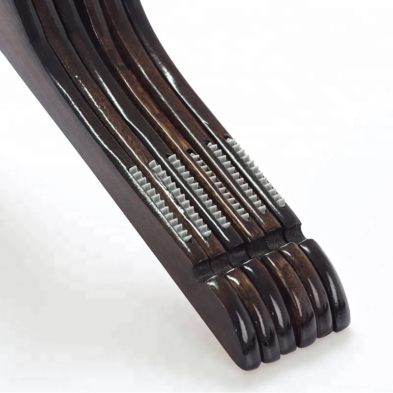 Product Glassy Dark Vintage Wooden Coat Hangers with Non-Slip Rubber Grips