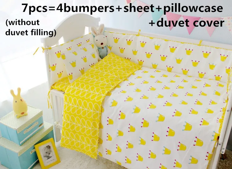 Promotion 6 7PCS Crib Cot baby bedding set curtain berco crib bumper baby bed Duvet Cover