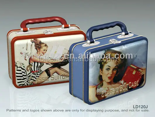 Rectangular good quality metal lunch tin box briefcase