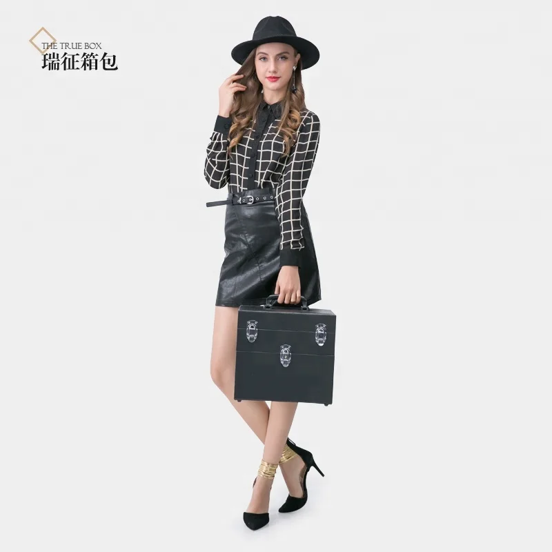 Professional Nail Case Box Leather Portable  Nail Polish Travel Case For Nail Beauty With Drawer