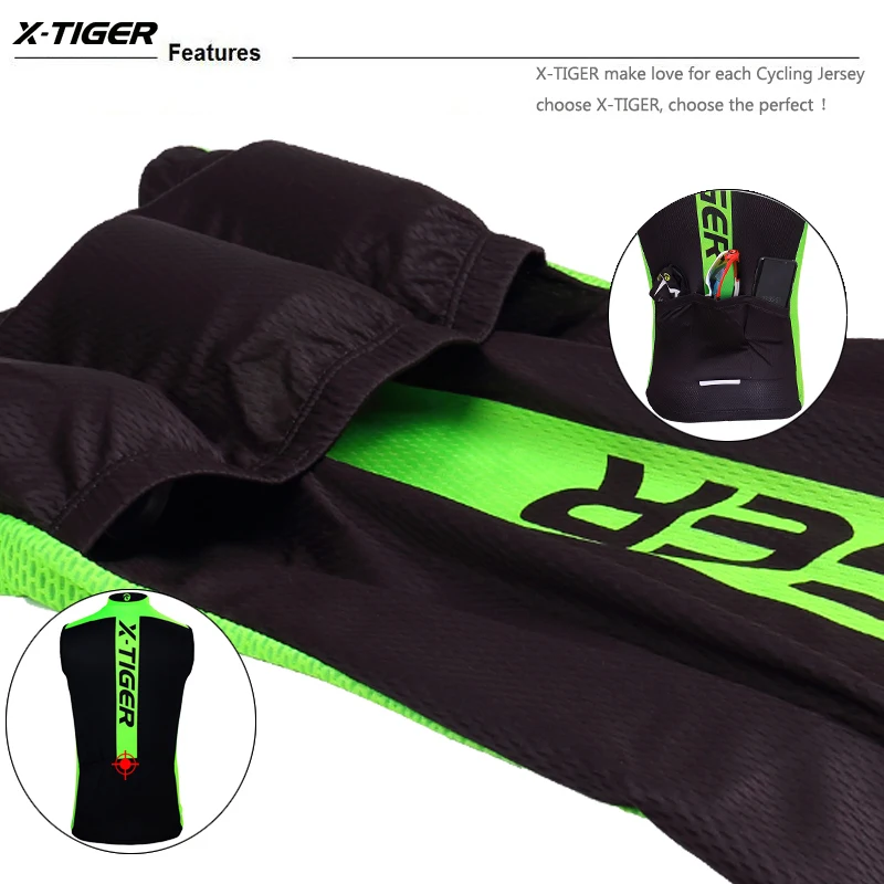 X-TIGER Summer Sleeveless Cycling Vest Men Mountain Bike Jersey Ropa Ciclista Maillot Ciclismo Racing Bicycle Clothing