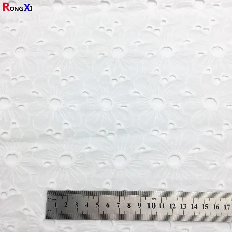 Бренд RXF0561, новая хлопковая рубашка для девочек, кружевная ткань с цветочной вышивкой