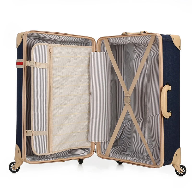 Demin trolley vintage luggage trunk eminent suitcase