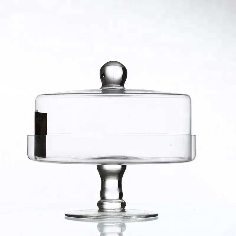Прозрачная стеклянная подставка для торта ручной работы с крышкой в форме купола для свадьбы
