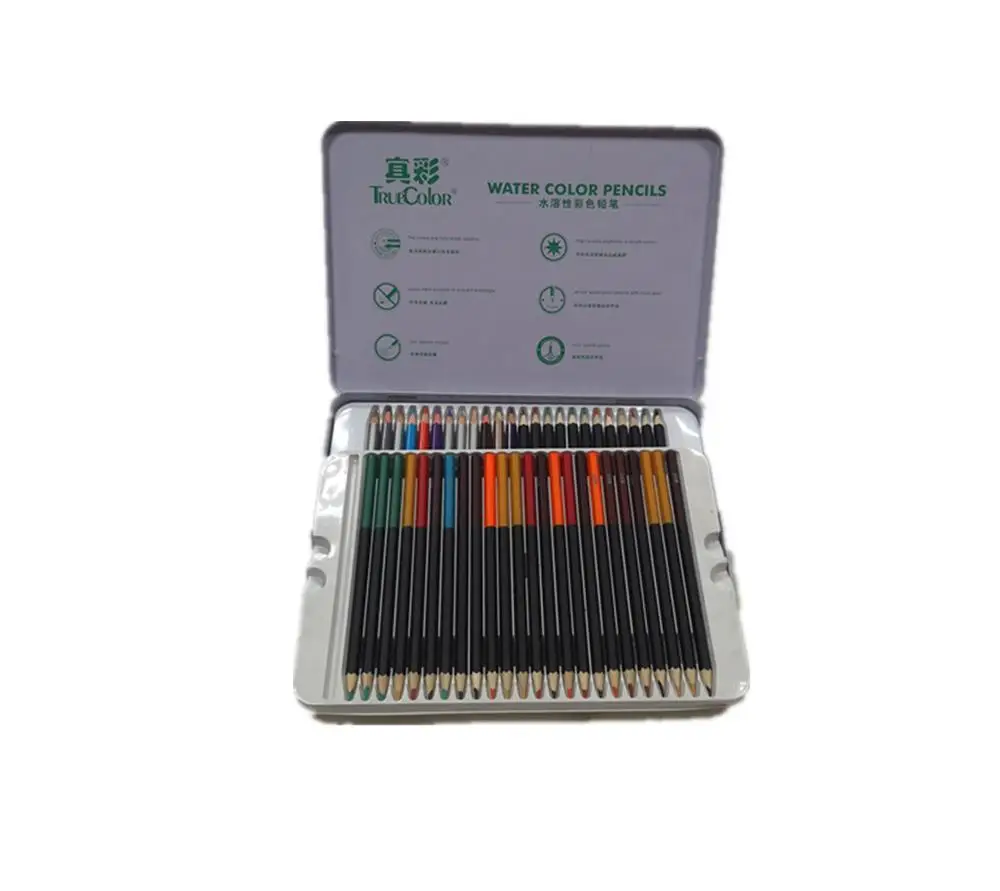 Hot sale 48pcs tin box stationery set color pencil