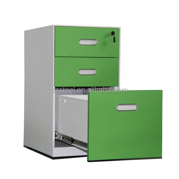 Colorful Office Movable Pedestal Acrylic Crystal Concave Handle File Pedestal Office Steel Cabinet