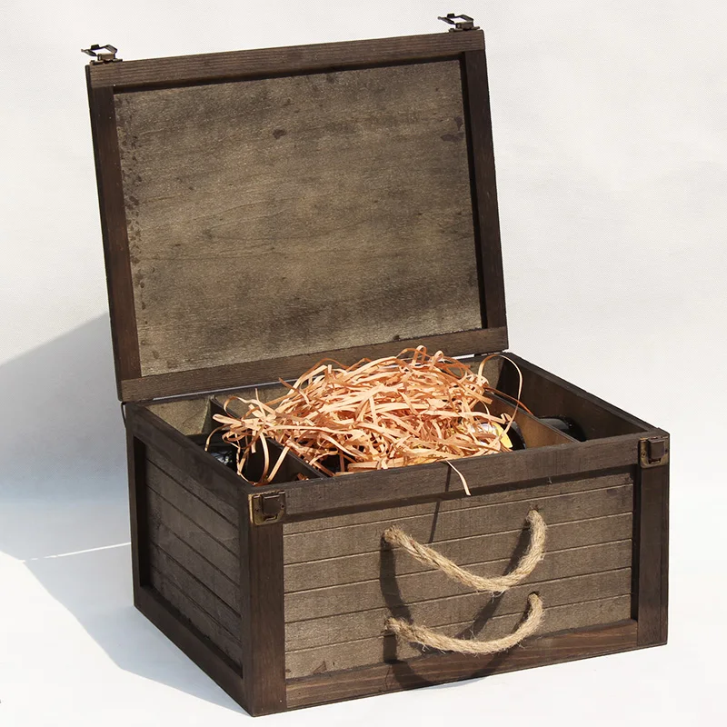 Винтажная деревянная Подарочная бутылка с логотипом на заказ, винтажная деревянная Подарочная коробка для вина