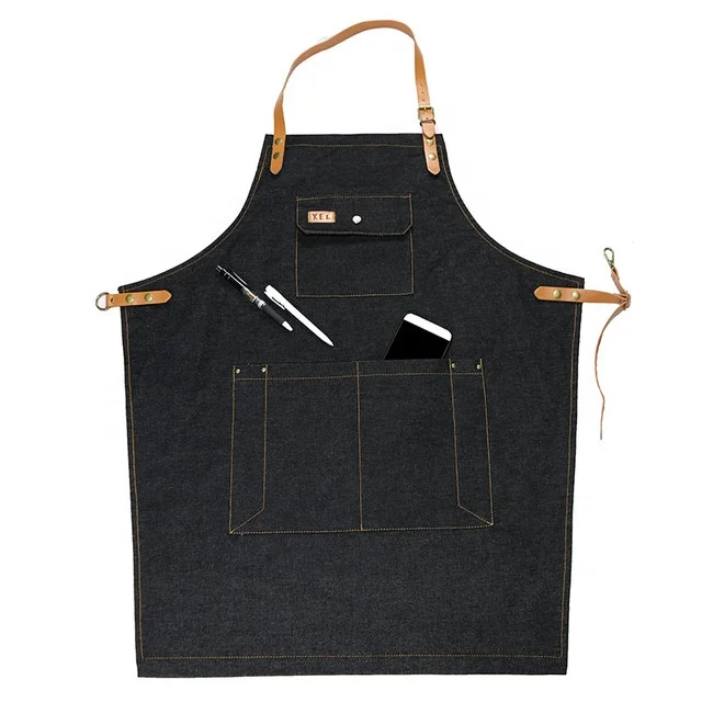 Korean style cross back apron waterproof apron with tool pockets apron for haircut