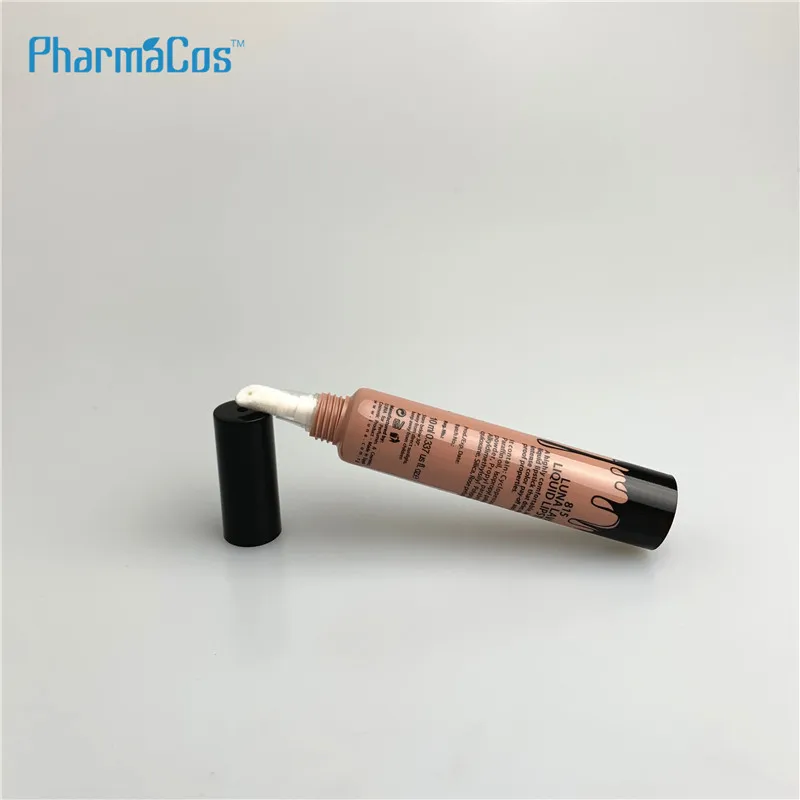10ml empty liquid lipstick tube/lip balm container/plastic tube with brush applicator