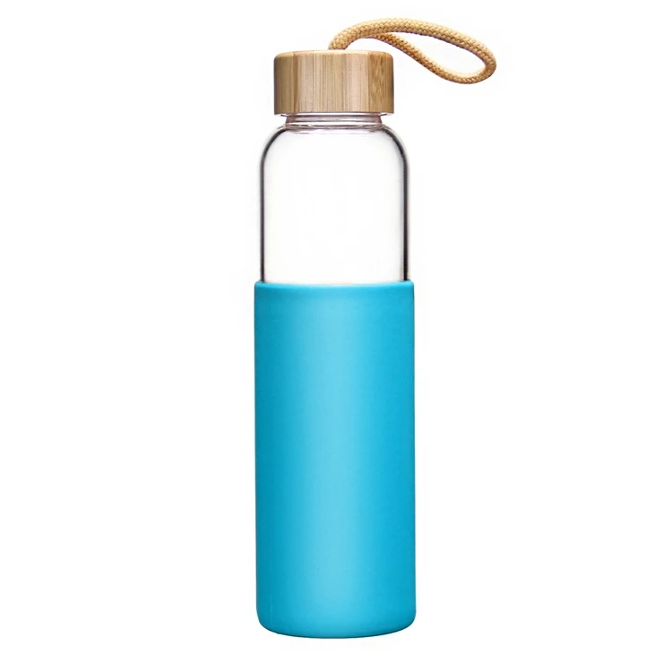 AIHPO06 Antique Fancy Colored Girl BPA Free 550ml Hot Drinking Glass Sports Water Bottle With Silicone Sleeve With Bamboo Lid