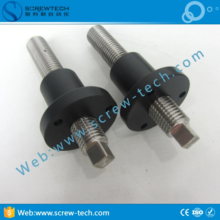 Trapezoidal thread lead screw Tr16*4 with plastic flange nut