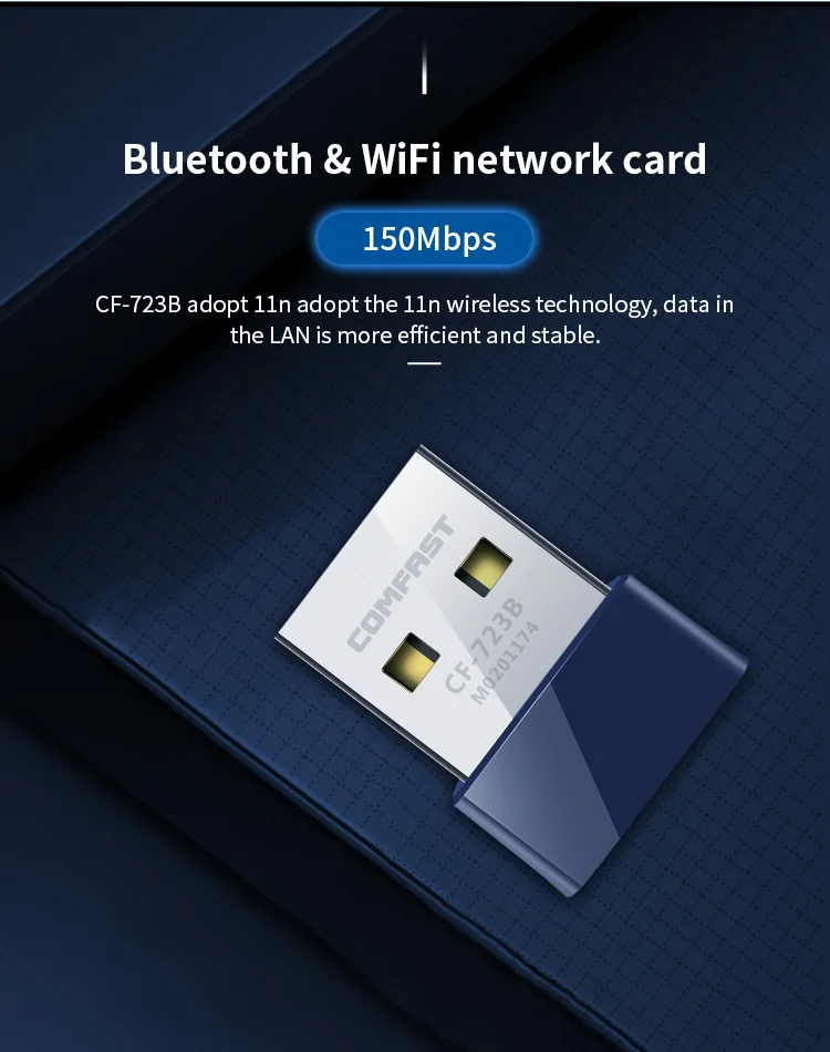 COMFAST CF-723B High Gain 150Mbps 2 in 1 Blue tooth Wireless Adapter 2.4GHz WiFi USB Dongle Network Card