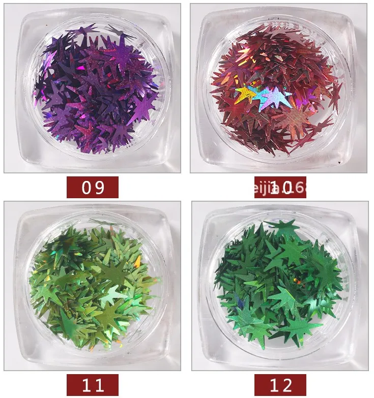SZNS31 super thin nail art sequin colorful autumn maple leaf nail flake decorations for salon