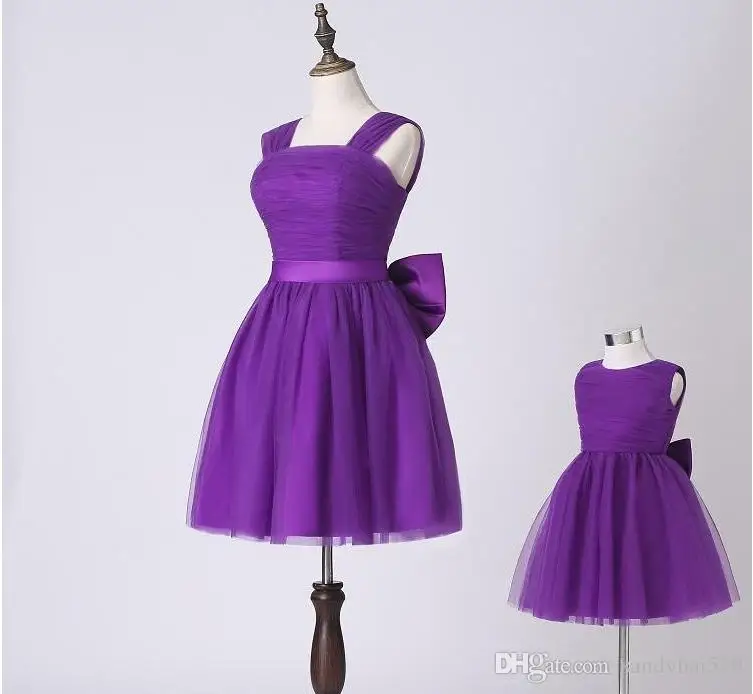 
Elegant purple tulle mom and daughter matching party dresses, new model family clothing latest design 