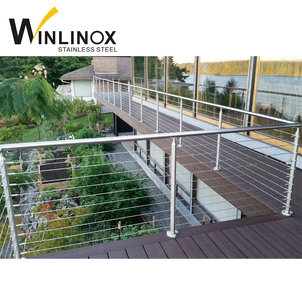 Stainless steel cable railing wire rope tensioner with round post