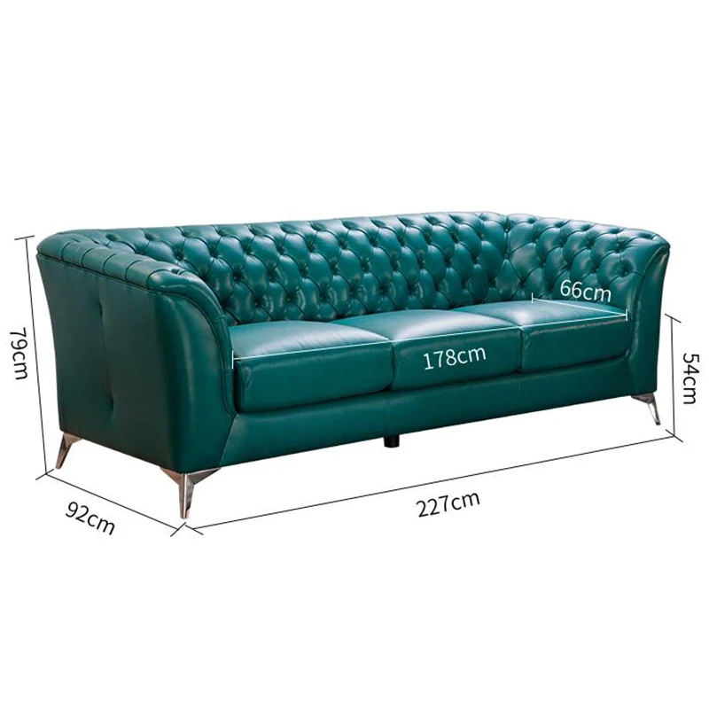 Classic Italy living room wax leather sofa chesterfield 3 seater