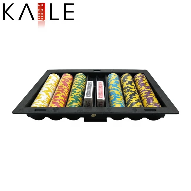 Factory supply 350 abs black insert poker chip tray vertical  8  rows slots for carry casino chip and card on poker table