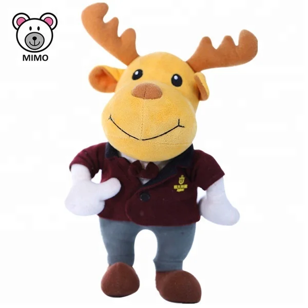 Fashion Xmas Gift Plush Deer Moose Toy With Hoodies Custom Embroider LOGO Soft Elk Toy Stuffed Animal Christmas Reindeer Plush