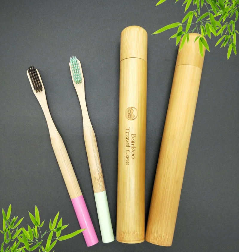 Yangzhou private bamboo travel case portable toothbrush holder box custom logo natural wood wholesale manufacture kids adult