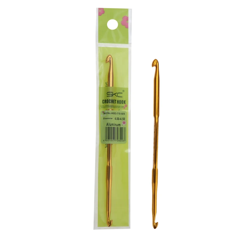 knitting needle gold double head aluminum crochet hook