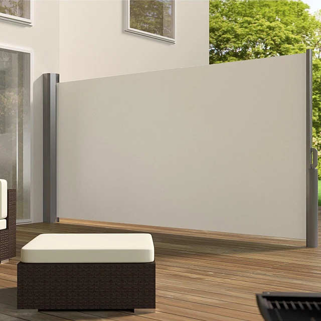 
Retractable Folding Screen Privacy Divider with Steel Pole, Side Awning 