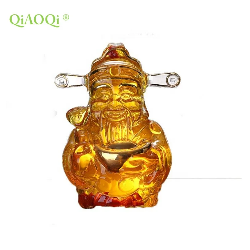 Прозрачная стеклянная бутылка, полый Бог богатства, замачиваемая бутылка женьшеня, официальная форма, стеклянная бутылка богатства для матреи б