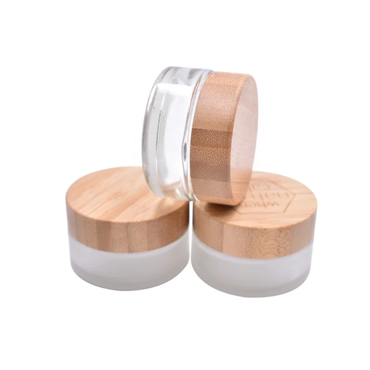Рекомендуем, баночка для ухода за кожей высокого качества, стеклянная бамбуковая пустая прозрачная баночка 50 г, стеклянная баночка, Бамбуковая крышка