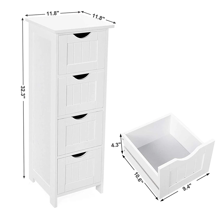 
Storage cabinet drawers wooden floor standing cabinet bathroom/living room space saver 4 drawer cabinet 