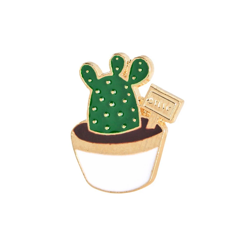 
Fashion Cartoon Cactus Brooches Cute Mini Plant Pot Enamel Pin for Women 