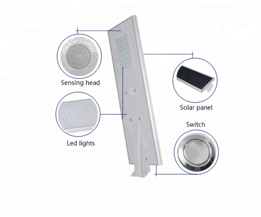 
12 volts 24 volts Warm White 30w all-in-one led solar street light 