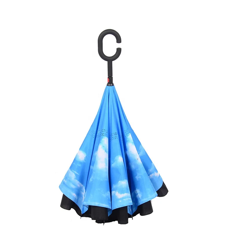 Hot sale OEM acceptable durable quality Double Layer Inverted Umbrella Reverse folding Umbrella for Pharmacy and Library