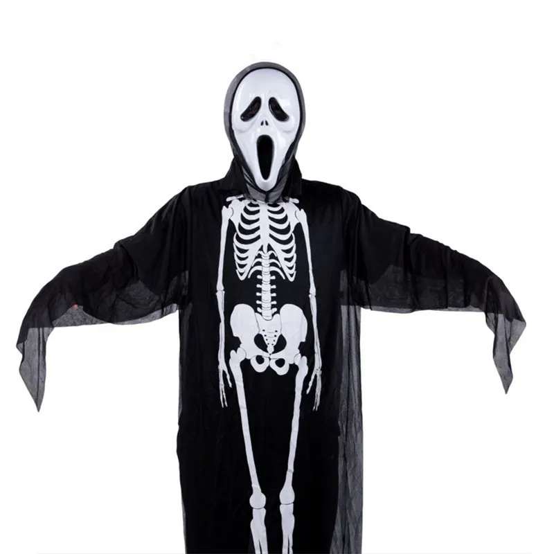 
High QualityScary Ghost Skeleton Costume Adult Mens Halloween Fancy Dress 