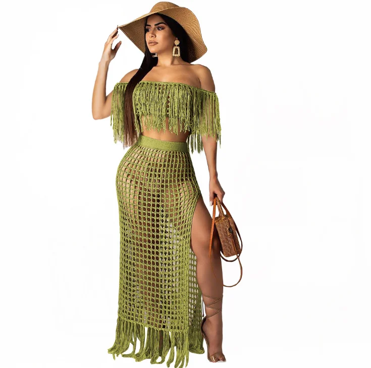 Popular European and American sexy chest-wrapped lotus leaf wide-legged trousers two-piece suit sexy dress women