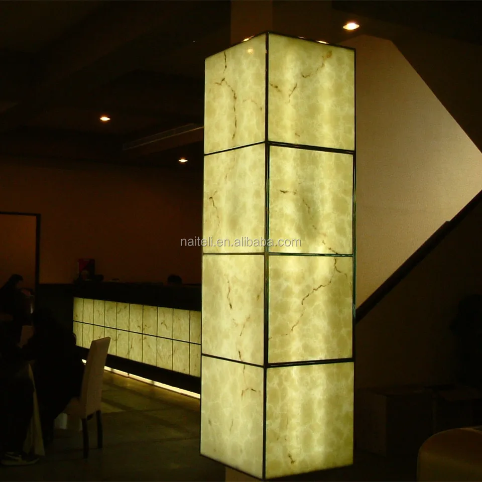 Backlit translucent faux alabaster acrylic resin stone panels