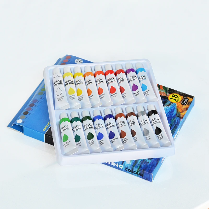 Free Sample Factory Wholesale 18 Colors Artist Acrylic Color Paint Set